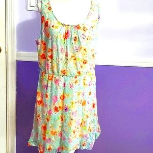 NOBO Light Blue Floral Lace Sleeveless Cottagecore Prairie Mini Dress Junior XXL